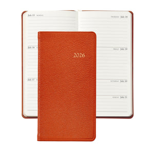 PRE-ORDER 2026 6" Pocket Diary Orange Goatskin Leather