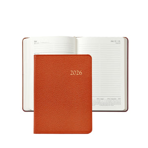 PRE-ORDER 2026 Notebook Diary Orange Goatskin Leather