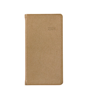 PRE-ORDER 2026 6" Pocket Diary White Gold Goatskin Leather