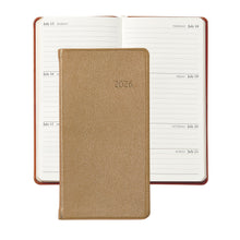 Load image into Gallery viewer, PRE-ORDER 2026 6&quot; Pocket Diary White Gold Goatskin Leather
