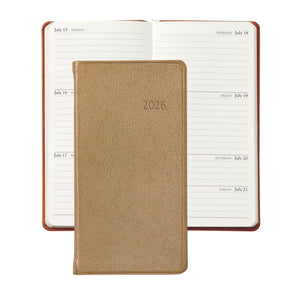 PRE-ORDER 2026 6" Pocket Diary White Gold Goatskin Leather