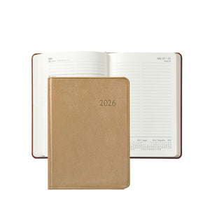 PRE-ORDER 2026 Notebook Diary White Gold Goatskin Leather