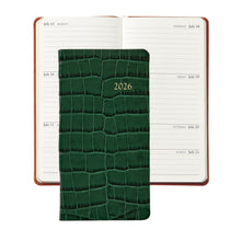 Load image into Gallery viewer, PRE-ORDER 2026 6&quot; Pocket Diary Emerald Crocodile Print Leather
