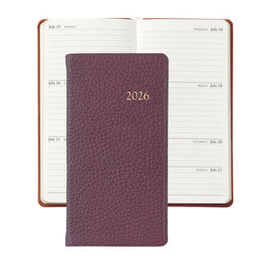 PRE-ORDER 2026 6" Pocket Diary Burgandy Goatskin Leather