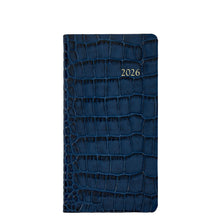 Load image into Gallery viewer, PRE-ORDER 2026 6&quot; Pocket Diary Sapphire Crocodile Print Leather
