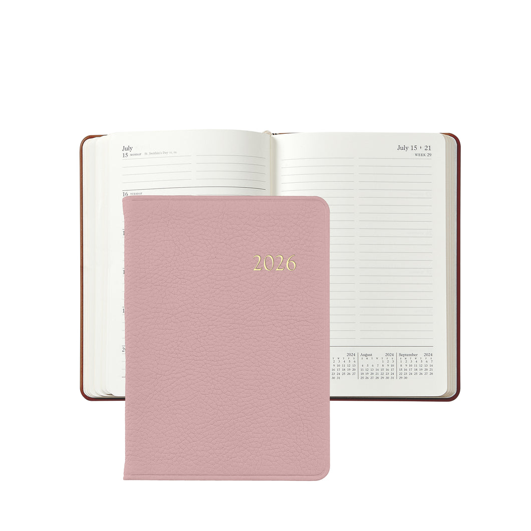 PRE-ORDER 2026 Notebook Diary Light Pink Goatskin Leather