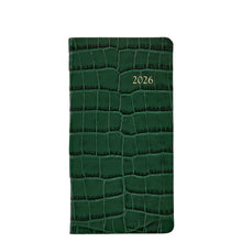 Load image into Gallery viewer, PRE-ORDER 2026 6&quot; Pocket Diary Emerald Crocodile Print Leather
