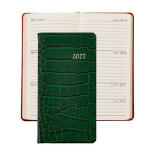 Load image into Gallery viewer, PRE-ORDER 2027 6" Pocket Diary Emerald Croc Leather

