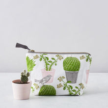 Load image into Gallery viewer, Small Cactus &amp; Bird Cosmetic Bag

