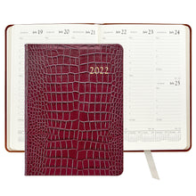 Load image into Gallery viewer, 2022 Desk Diary Ruby Crocodile Embossed Leather
