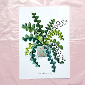 Fishbone Cactus Print
