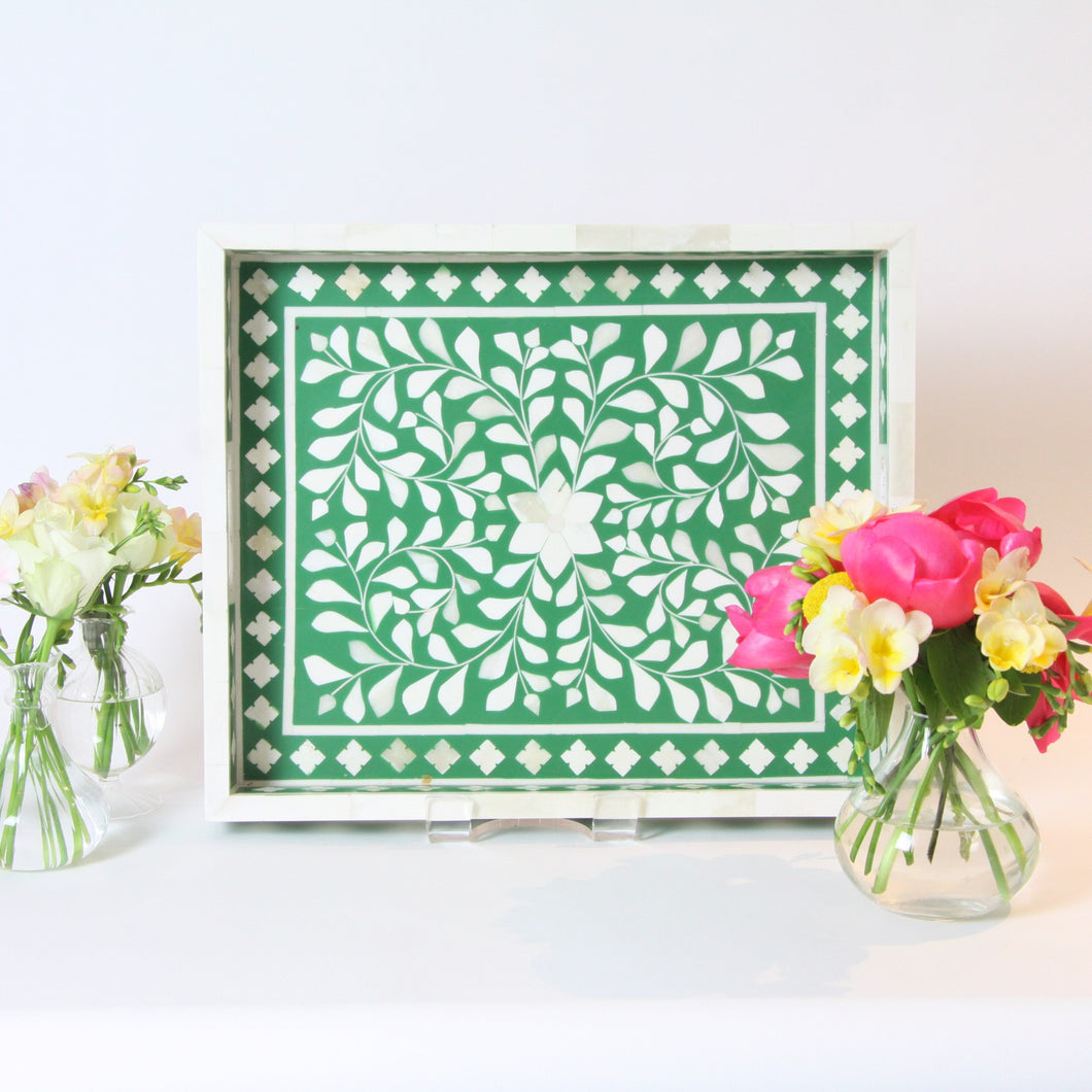 Inlay Decorative Rectangle Tray - Green