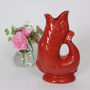 Large Glazed Gluggle Jug - Paprika