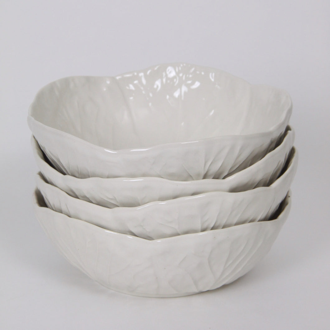Small Cabbage Leaf Bowl - White