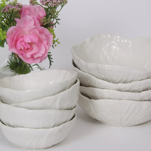 Small Cabbage Leaf Bowl - White
