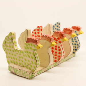 Blue, Red and Green Chicken Shaped Toast Rack