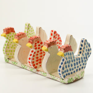 Blue, Red and Green Chicken Shaped Toast Rack