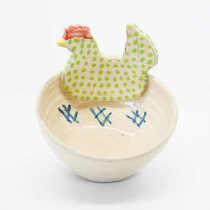 Small Green Chicken Ceramic Bowl