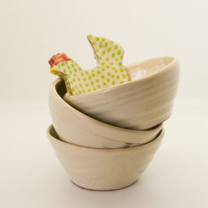 Small Green Chicken Ceramic Bowl