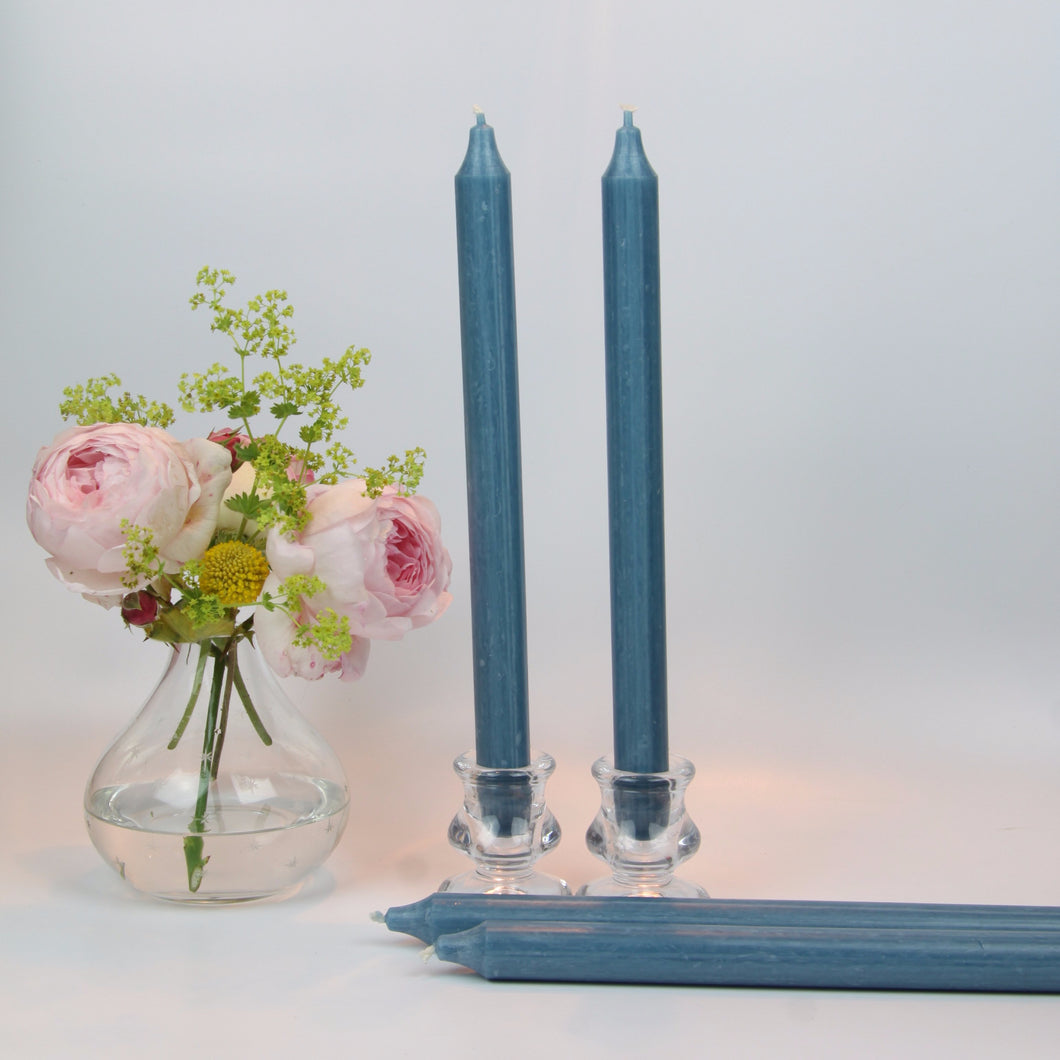 Dusty Blue Candles - Set of Four