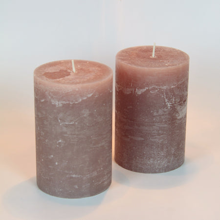 Rustic Pillar Candle - Dusty Pink