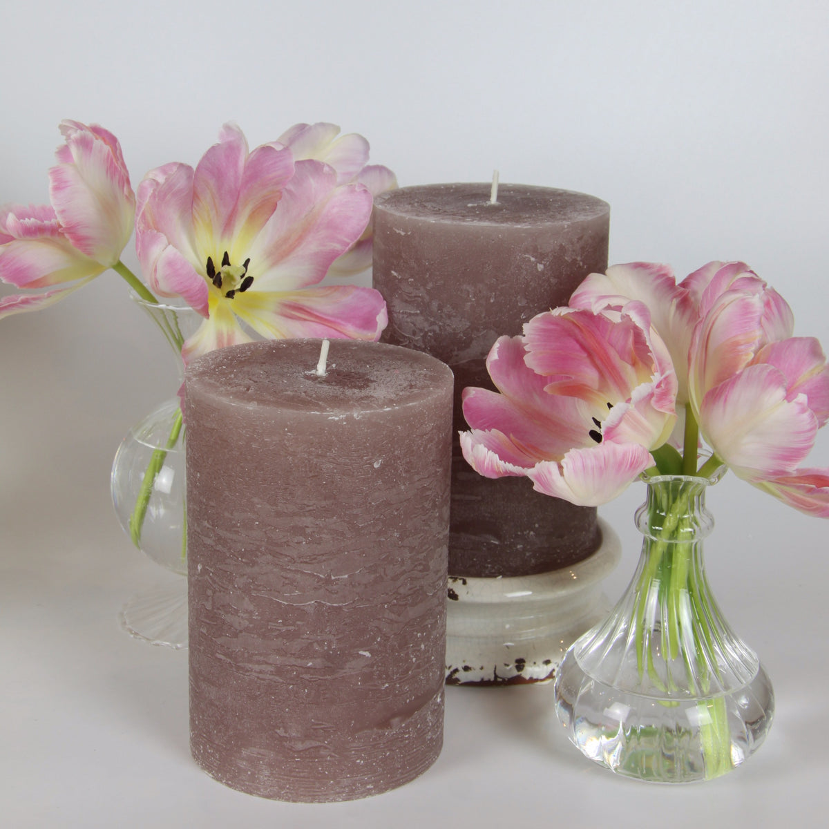 Rustic Pillar Candle Dusty Pink The Present House Company
