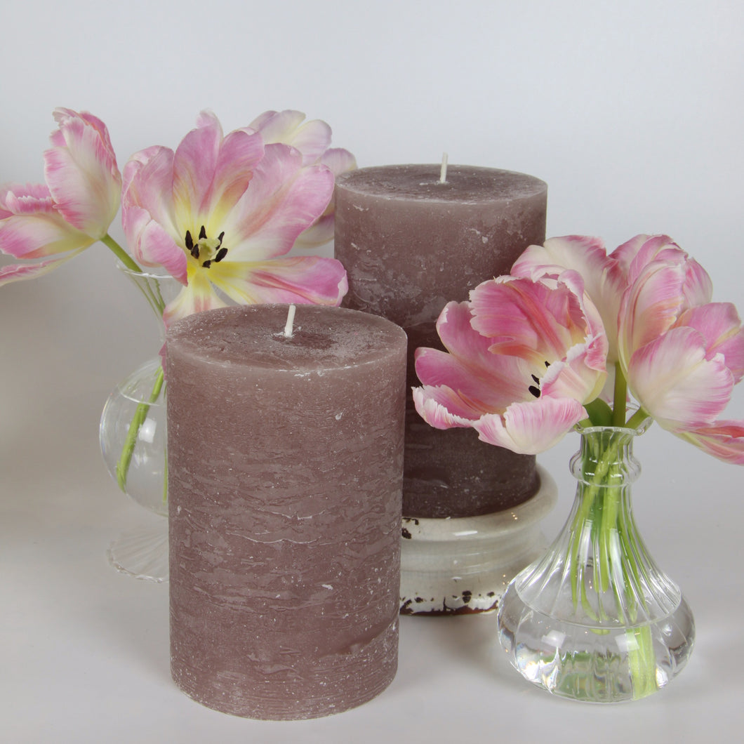 Rustic Pillar Candle - Dusty Pink