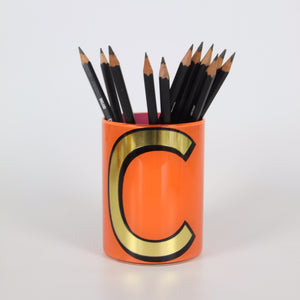 Alphabet Brush Pot - C (Orange)