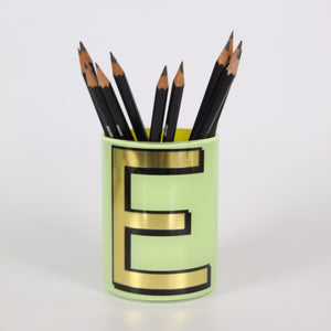 Alphabet Brush Pot - E (Mint)