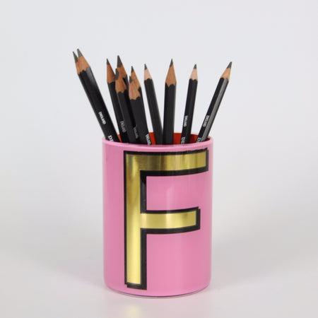 Alphabet Brush Pot - F (Pink)