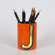 Load image into Gallery viewer, Alphabet Brush Pot - J (Orange)
