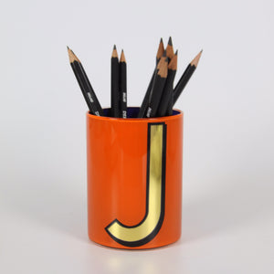 Alphabet Brush Pot - J (Orange)