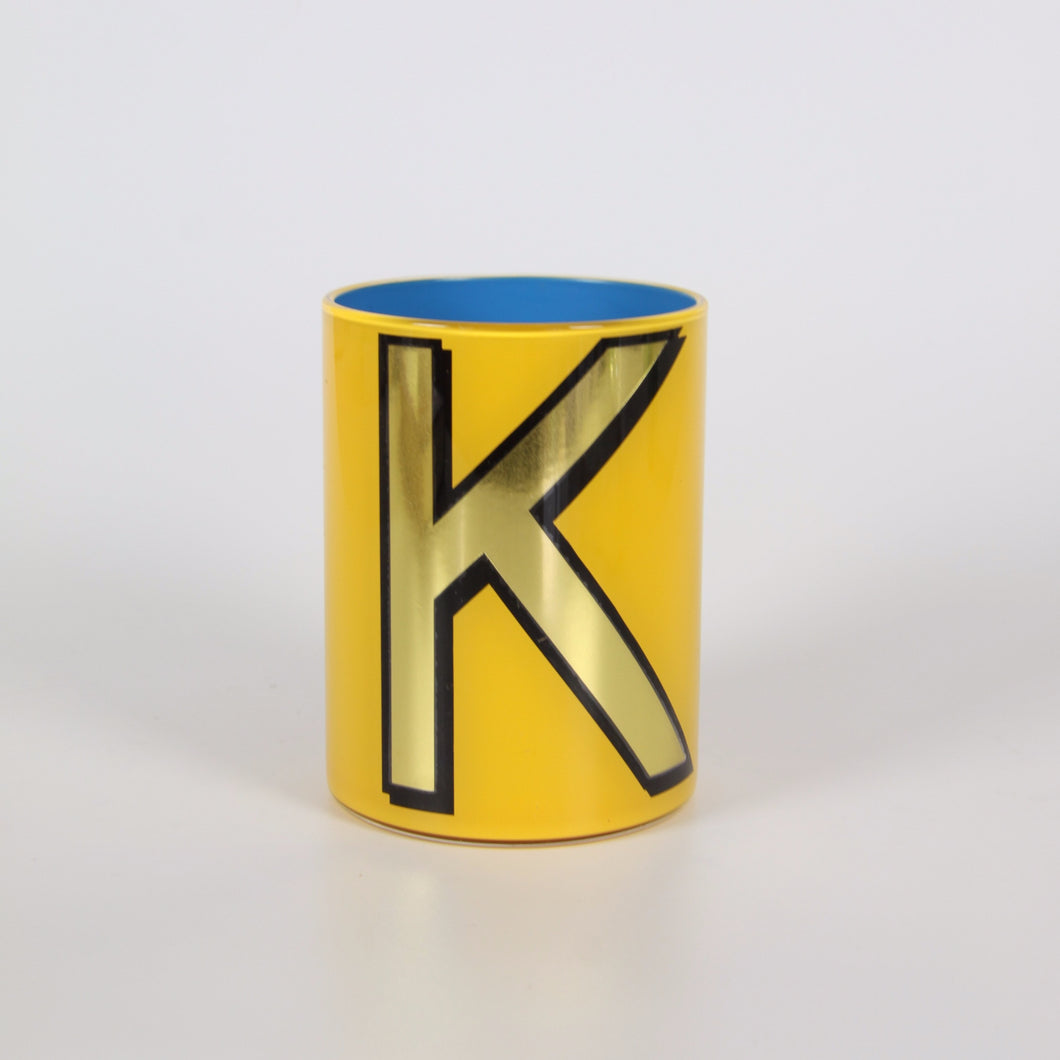 Alphabet Brush Pot - K (Yellow)