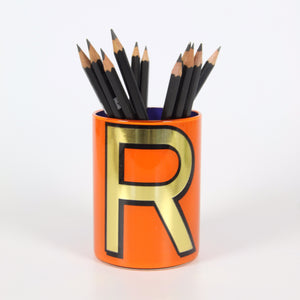 Alphabet Brush Pot - R (Orange)