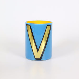 Alphabet Brush Pot - V (Blue)