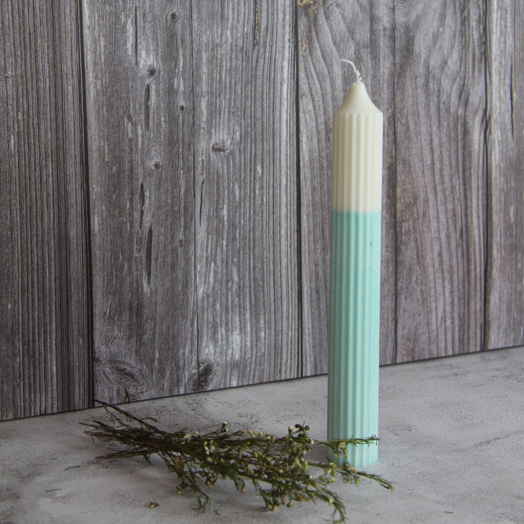 Dip Dye Pillar Candle - Turquoise