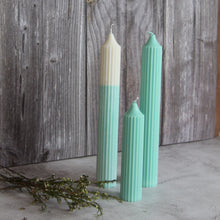 Load image into Gallery viewer, Short Ridged Pillar Candle - Turquoise
