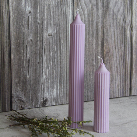 Tall Ridged Pillar Candle - Lilac
