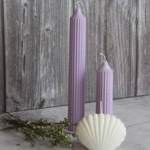 Short Ridged Pillar Candle - Lilac