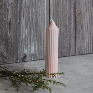 Short Ridged Pillar Candle - Pink