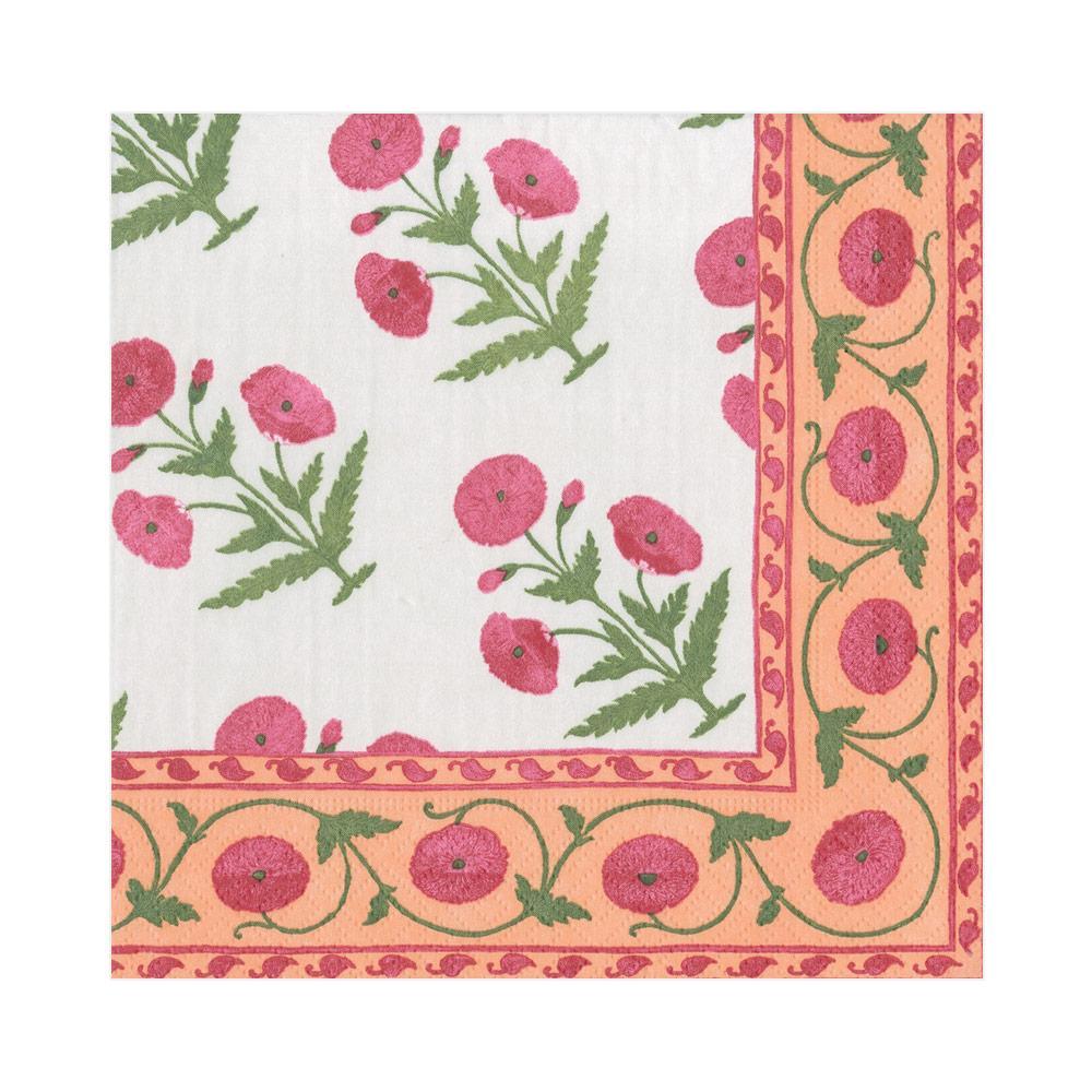 Indian Poppy Paper Napkins - Red