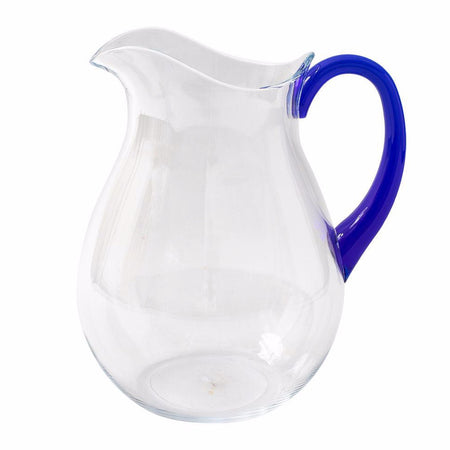 Acrylic Water Pitcher, Clear with Blue Handle