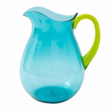 Load image into Gallery viewer, Acrylic Water Pitcher, Turquoise with Green Handle
