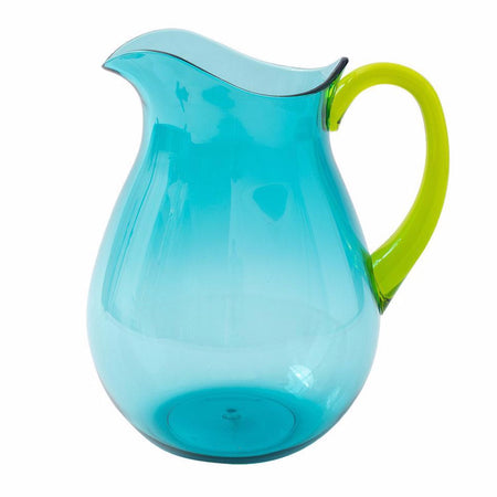 Acrylic Water Pitcher, Turquoise with Green Handle