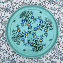 Load image into Gallery viewer, Lotus Flower Enamel Hand Painted Tray - Aqua
