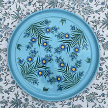Load image into Gallery viewer, Lotus Flower Enamel Hand Painted Tray - Blue
