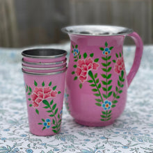 Load image into Gallery viewer, Floral Enamel Hand Painted Tumbler  - Pink
