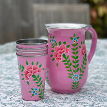 Load image into Gallery viewer, Floral Enamel Hand Painted Pitcher  - Pink
