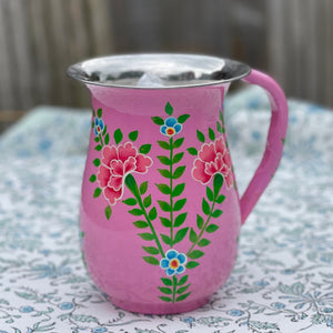 Floral Enamel Hand Painted Pitcher  - Pink