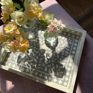 Inlay Decorative Rectangle Tray - Grey
